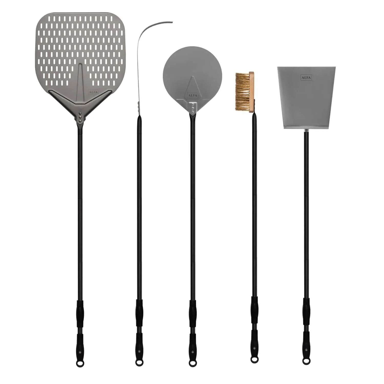 Alfa 48" 5-Piece Pizza Peel Set (Black) - AC-5PSET48BK
