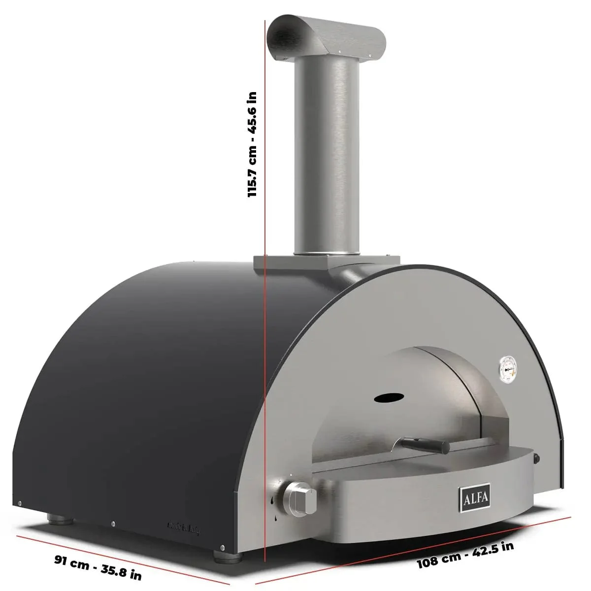 Alfa Classico 4 Pizze Gas-Fired Pizza Oven (Ardesia Grey) - Image 13