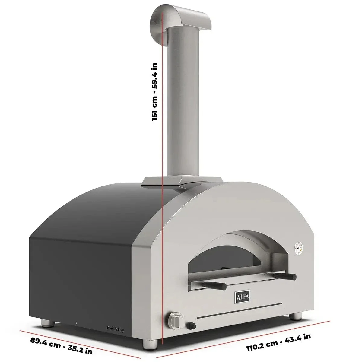 Alfa Futuro 4 Pizze Gas-Fired Pizza Oven (Wrinkle Black) - Image 5