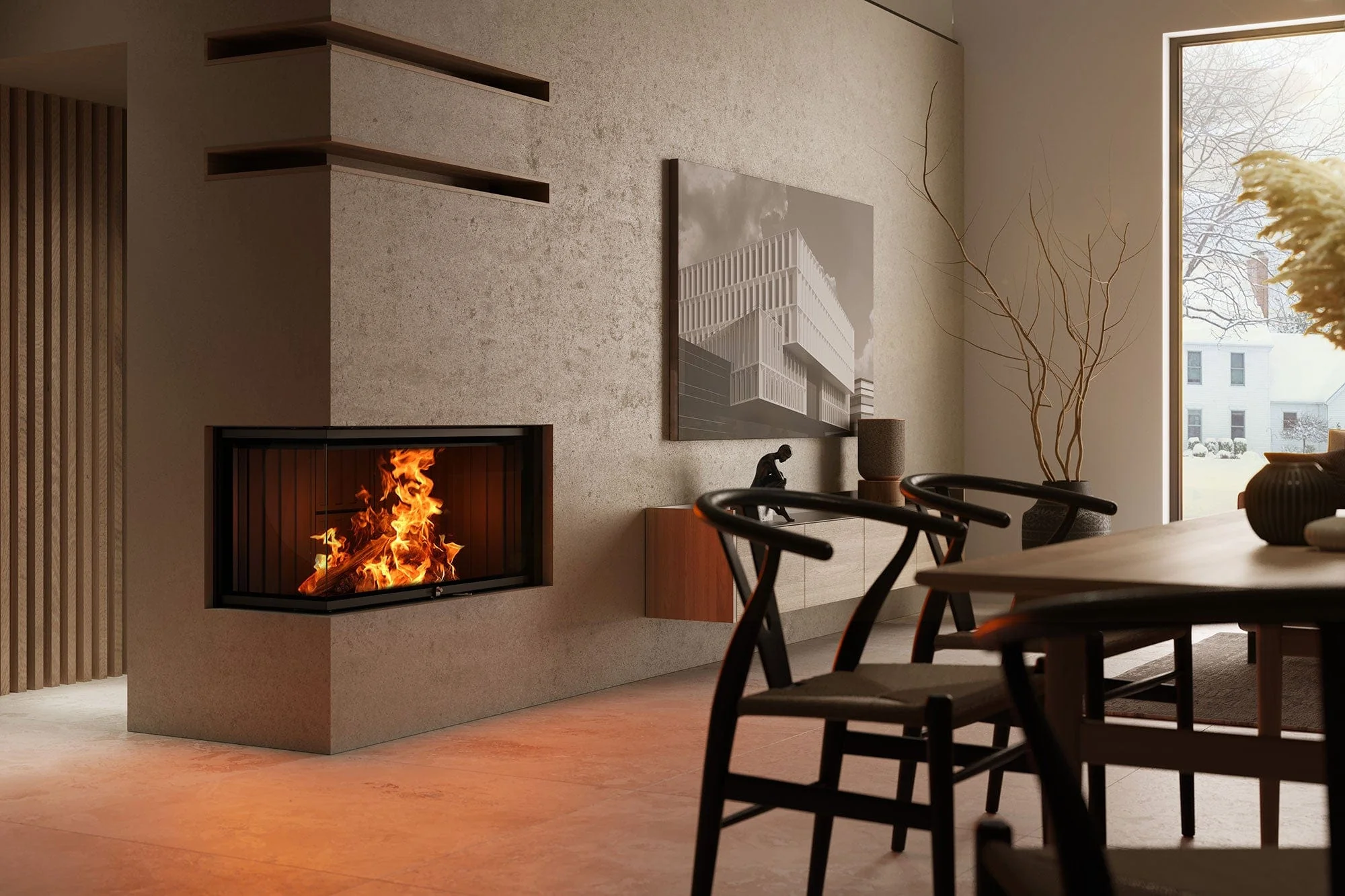 Ambiance Luxus Corner Left 40 Zero-Clearance Wood Fireplace - Image 3