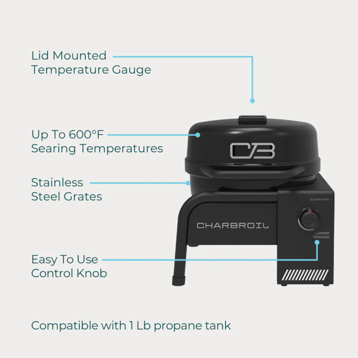Char Broil Bistro Pro Tabletop Gas Grill Blackout - Image 6