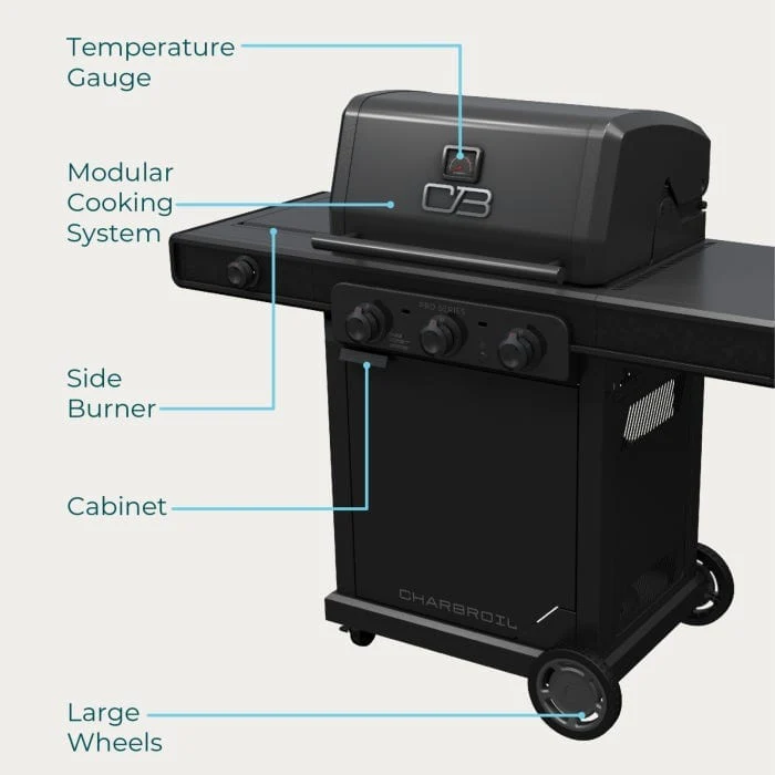 Char Broil Pro Series 3-Burner Gas Grill with Side Burner - Image 15