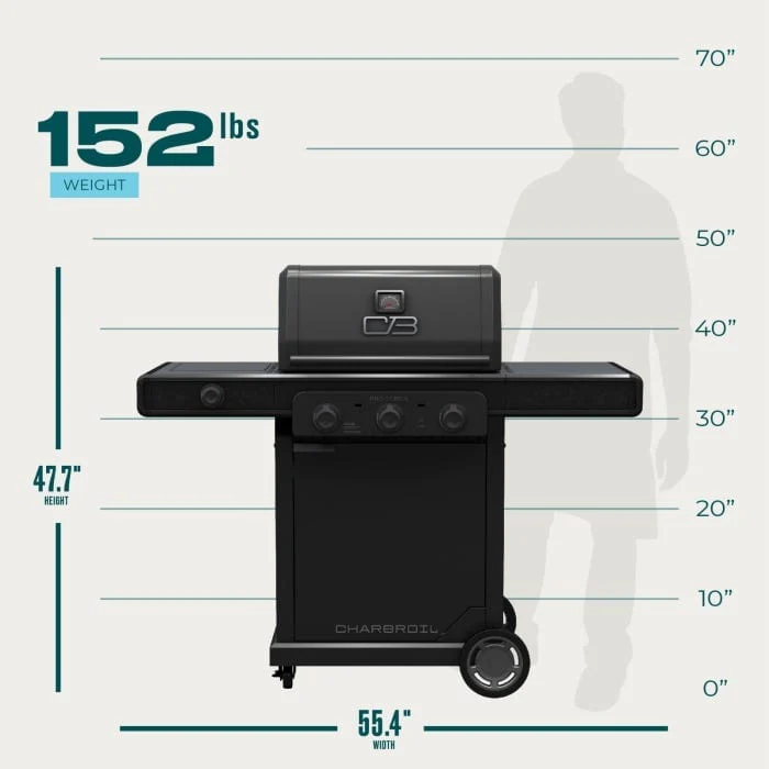 Char Broil Pro Series 3-Burner Gas Grill with Side Burner - Image 16