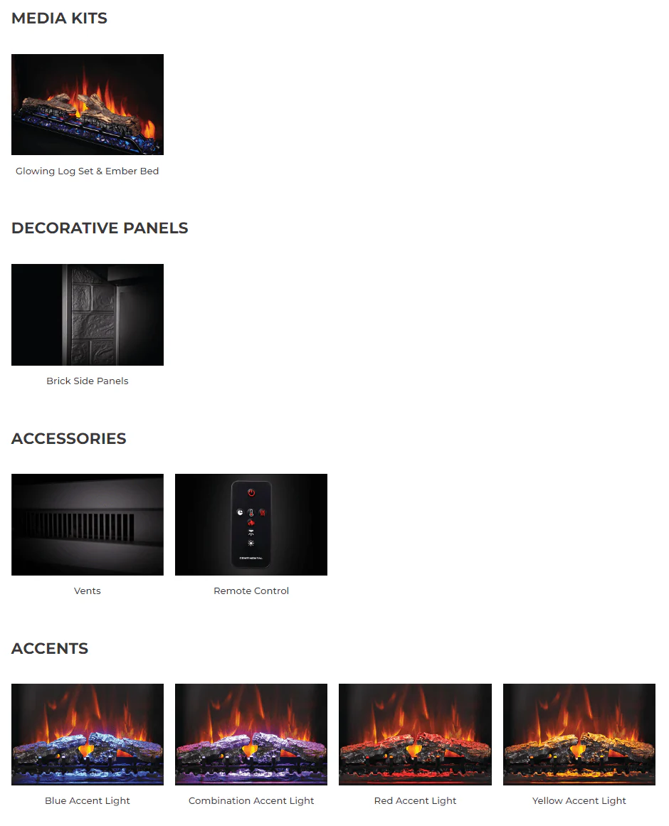 Continental CEFB36H-BS Electric Fireplace Insert - Image 2