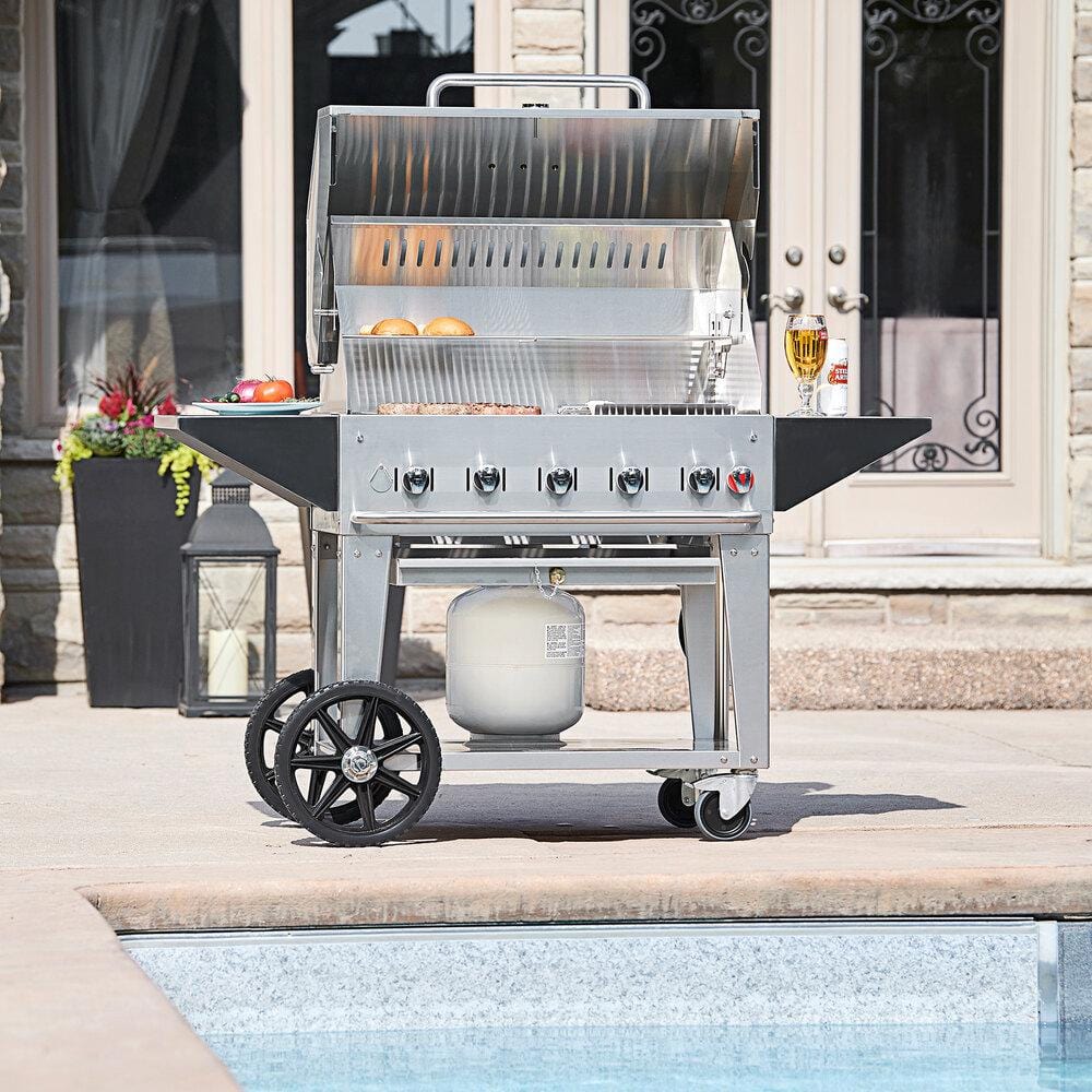 Crown Verity 60" Mobile Grill Single Inlet 50-100 lb. Tank Capacity & Wind Guard Package - Image 2