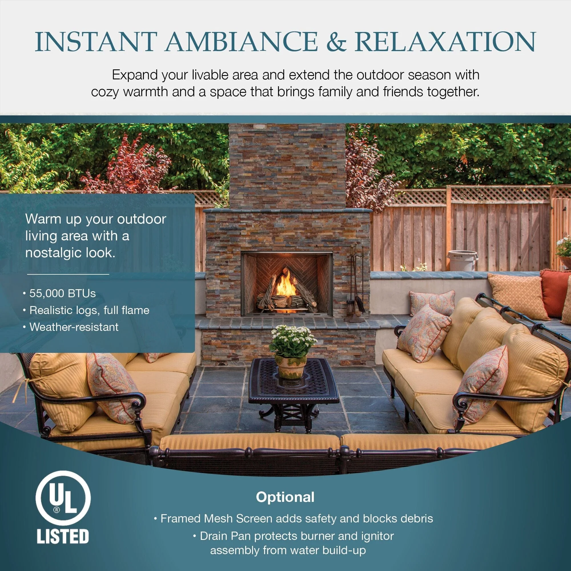 Heat & Glo 42" Courtyard Outdoor Fireplace - Image 3
