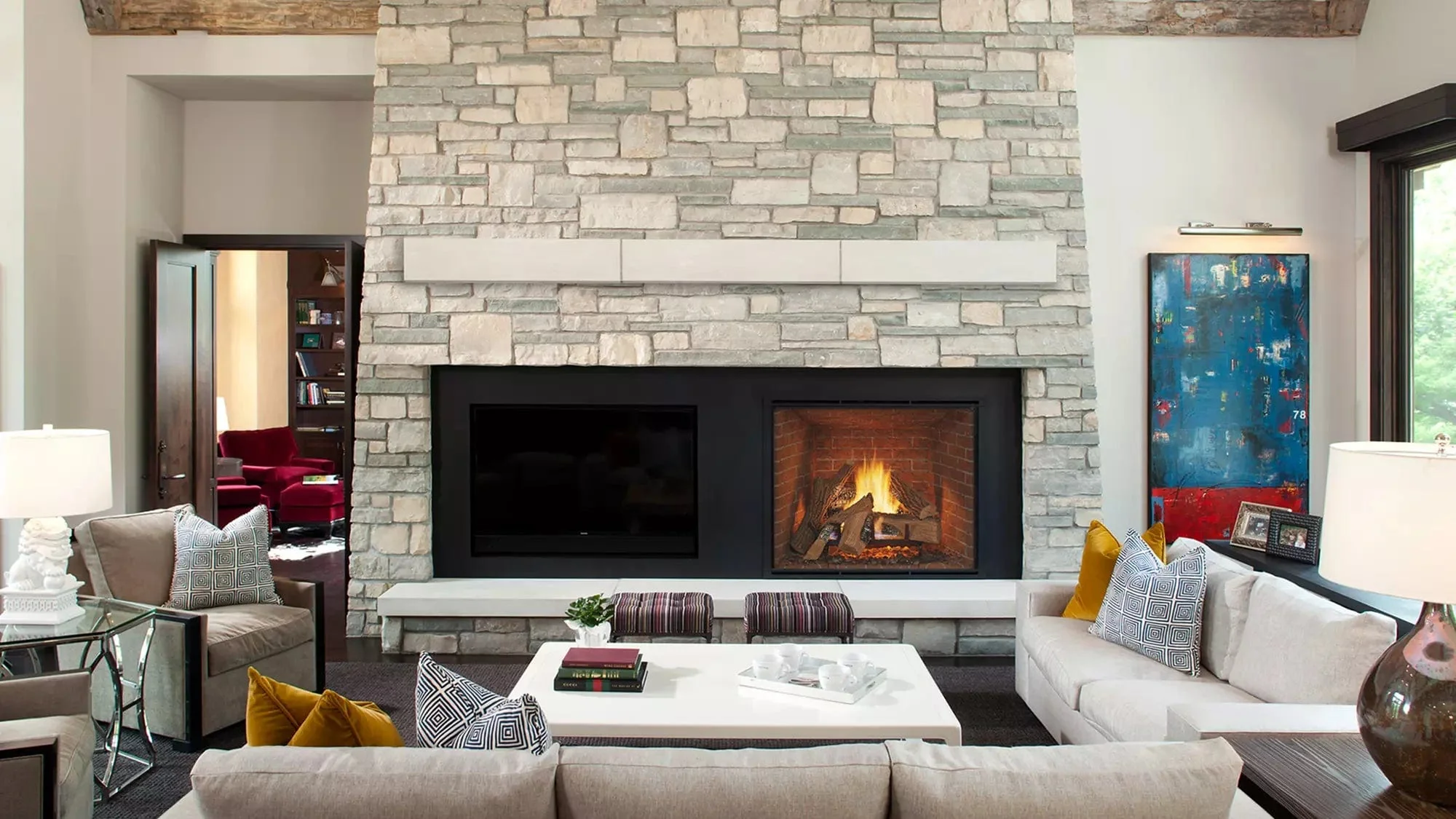 Heat & Glo True 42" Indoor Gas Fireplace (Tranquil Greige Refractory) - Image 3