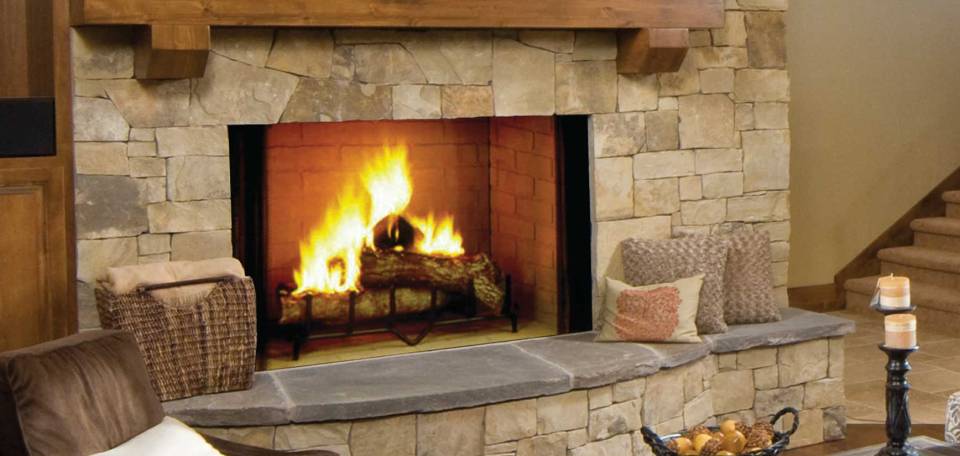 Majestic 36" Biltmore Radiant Wood Burning Fireplace w/ Herringbone Brick Liner - Image 3