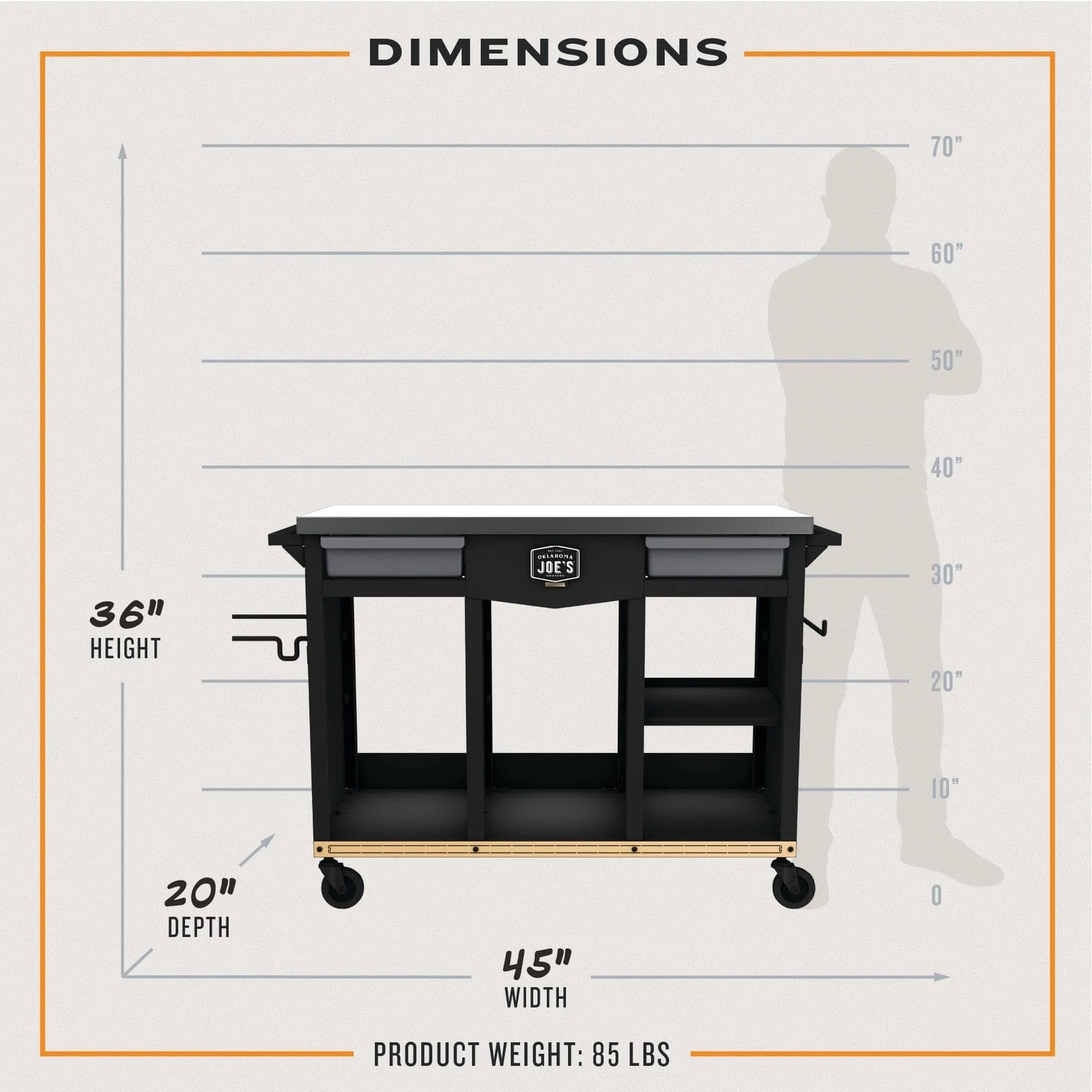 Oklahoma Joe Workstation DLX Prep & Storage Cart - OJ2260035 - Image 6