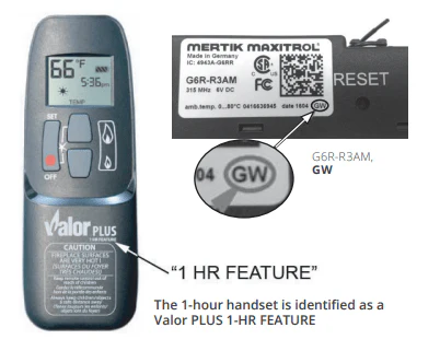 Valor Bedroom Kit 1-hour Shutoff Remote Handset - GV60BRK