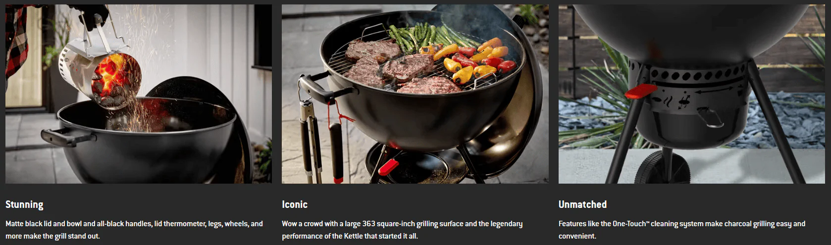 Weber Original 22" Premium Kettle Charcoal Grill (Stealth) - Image 8